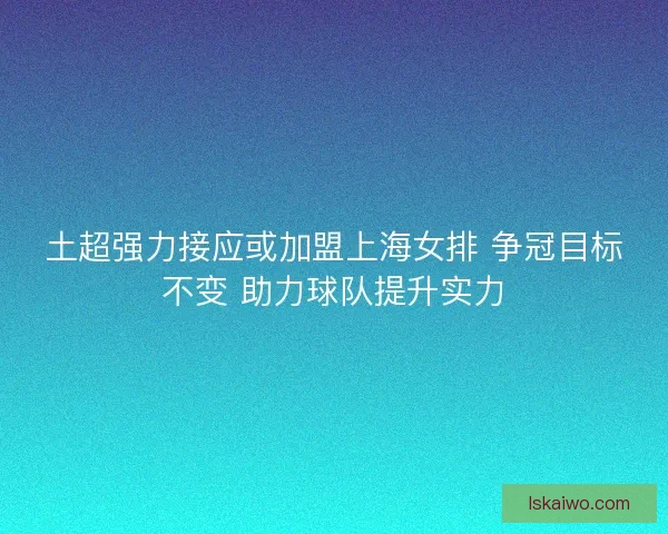 土超强力接应或加盟上海女排 争冠目标不变 助力球队提升实力